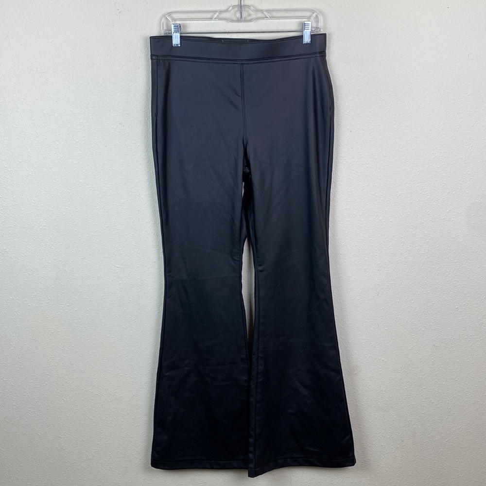 Vanilla Star | Black Leather Flare Leg Trouser Legging L